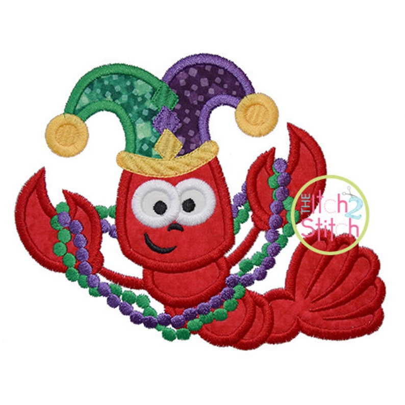 Crawfish mardi gras applique design for machine jessecmault  etsy