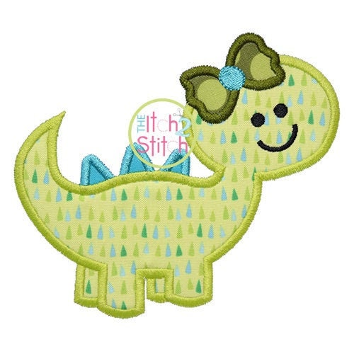 Dinosaur Girl Applique Design 4x4 5x7 and 6x10 INSTANT Etsy
