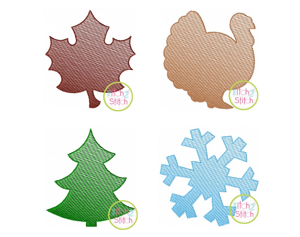 Monthly Mini Sketch Embroidery Set 4 Designs for Machine Etsy