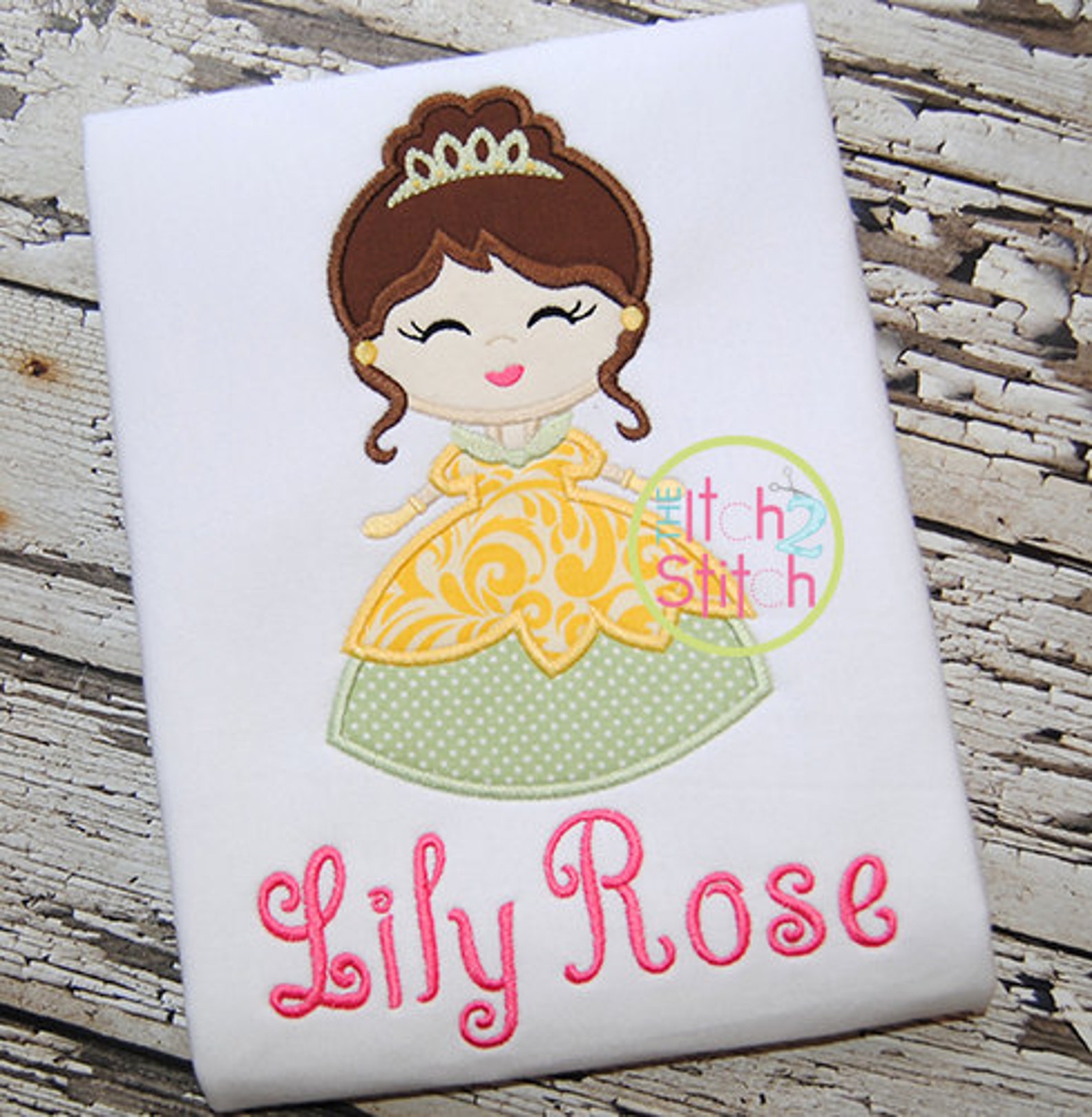 Princess Applique Design Shown With Our Curtsy Etsy