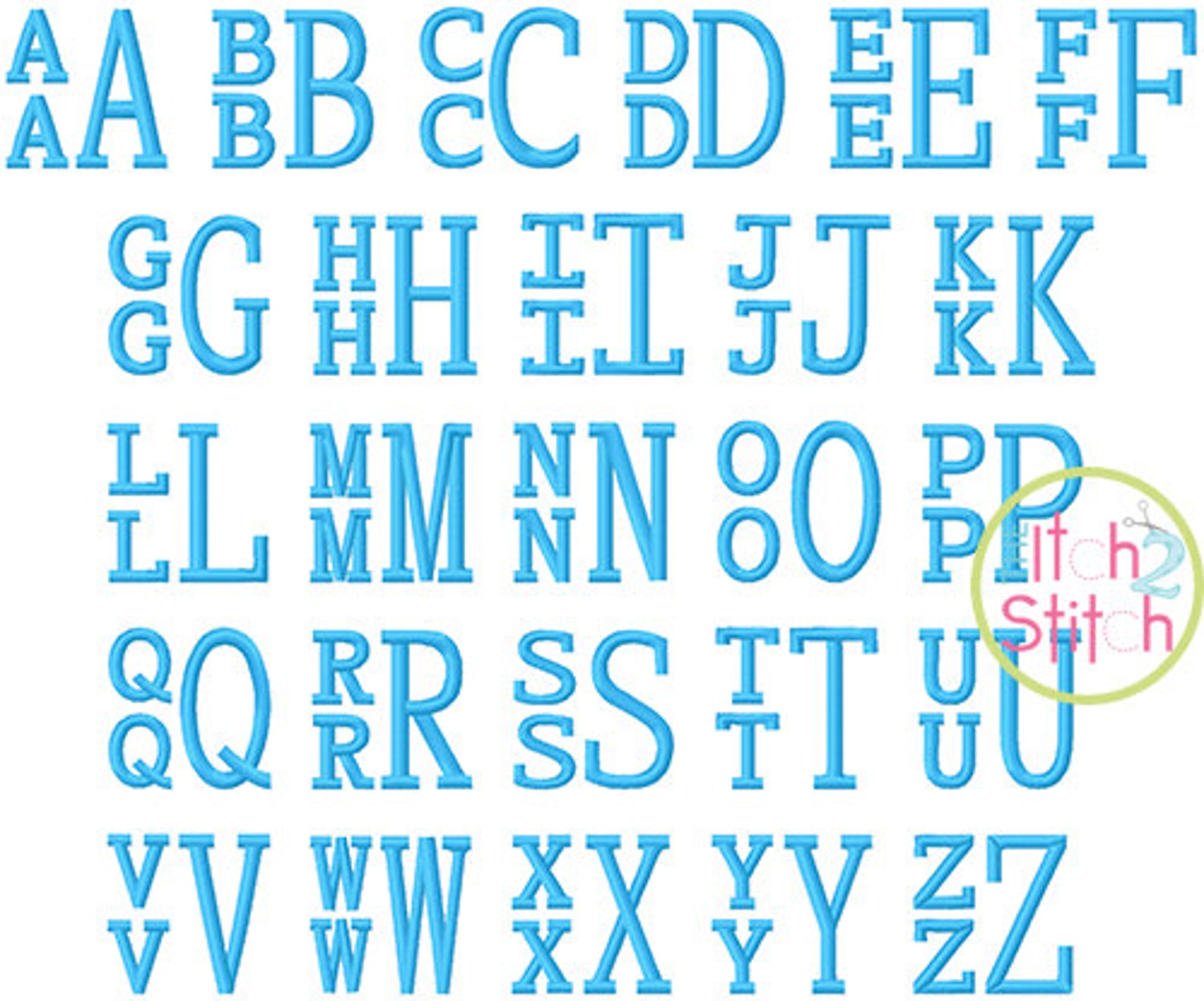 Stacked Serif Embroidery Monogram Font EXCLUSIVE Font. Sizes Etsy