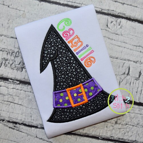 Witch Hat Applique Design for Machine Embroidery Shown With Etsy