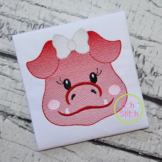 Available in Instant Downloads Hog Face Girl Sketch Embroidery for machine Applique and Embroidery designs