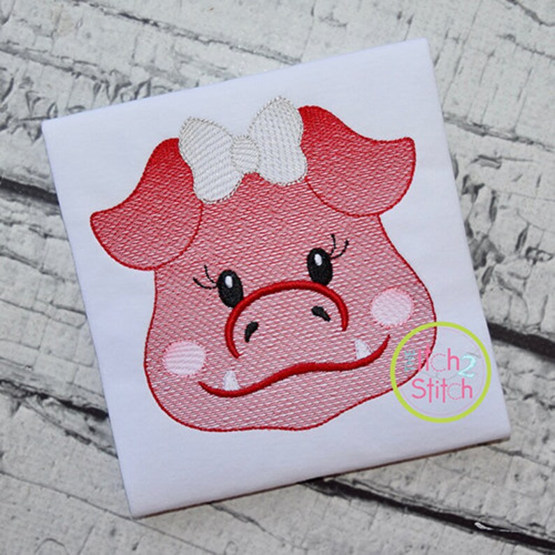Available in Instant Downloads Hog Face Girl Sketch Embroidery for machine Applique and Embroidery designs