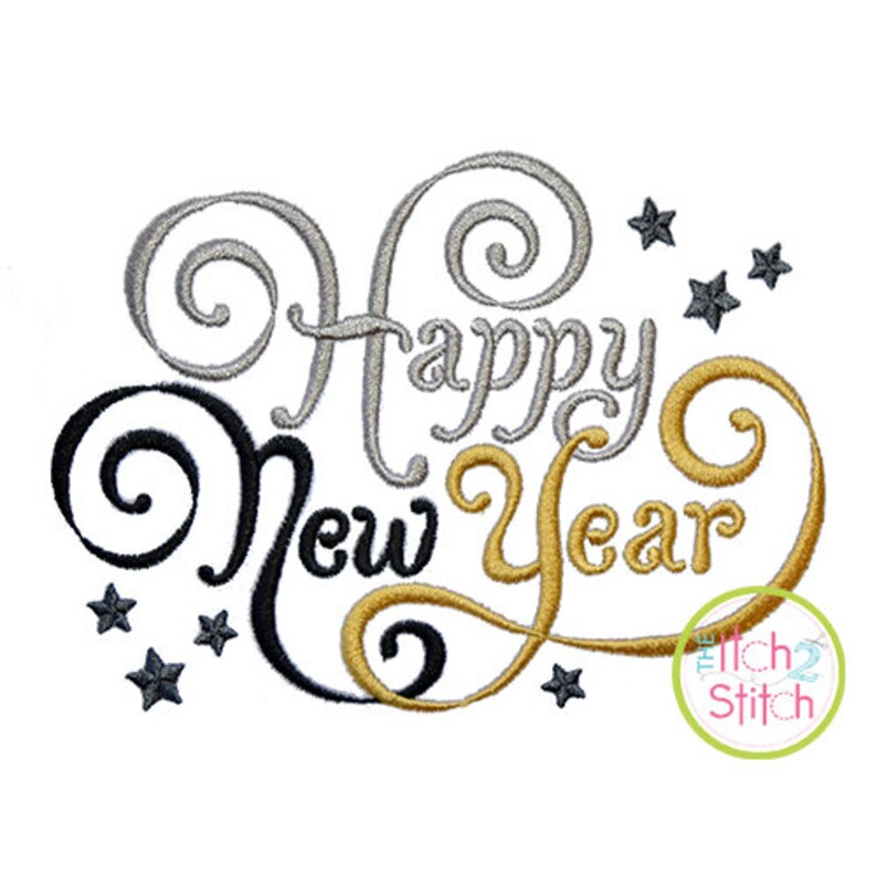 Happy New Year Swirl Embroidery Design INSTANT DOWNLOAD Now Etsy