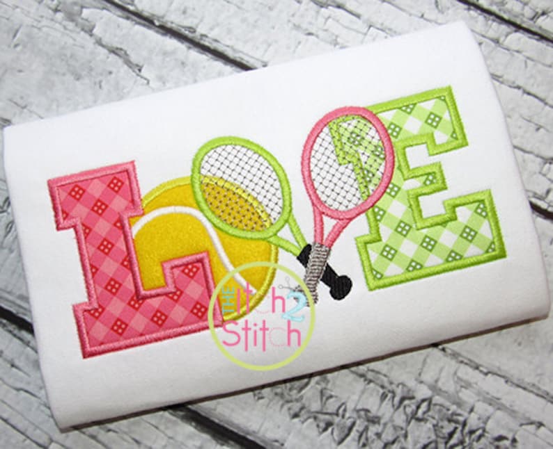 Tennis Love Applique Design for Machine Embroidery INSTANT Etsy