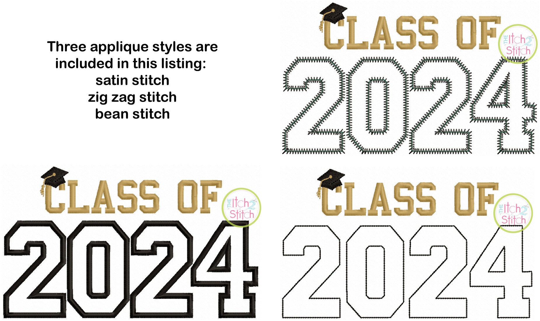 Class of 2025 applique design set satin stitch zig zag   etsy Class of 2025 applique design set satin stitch zig zag   etsy