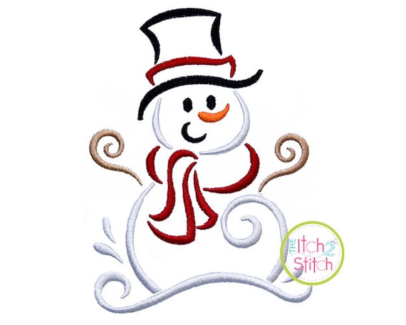Swirly Snowman Embroidery Design