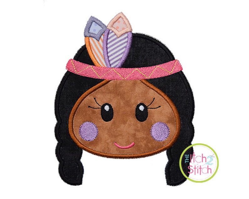 Native American Head Girl Applique Design in Hoop Sizes 4x4 Etsy