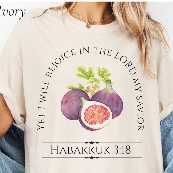 Maglietta unisex con versetto biblico "Abacuc e fichi", colori comodi, a tema religioso, regalo per un amico cristiano, maglietta con passo biblico ispiratore.