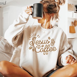 Cozy Coffee and Jesus Sweatshirt, Minimalist Faith Pullover for Christian Women and Men, Coffee Lover Gift, Jesus and Java Crewneck