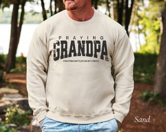 Praying Grandpa Sweatshirt, Minimalist Christian Faith Pullover for Men, Messianic Crewneck Gift, Gift for Prayer Warrior Grandfather