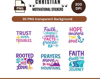 Paquete PNG de motivación cristiana, pegatinas con versículos bíblicos, descarga digital, pegatinas de Jesús, pegatinas católicas