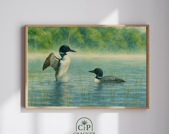 Loon Watercolor Painting, Nature and Wildlife Art (Digital Print)
