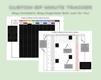 Custom IEP Services Minutes Tracker | Personalized Year-Long Google Sheets Log for Special Education Teachers With a Caseload of 21-30