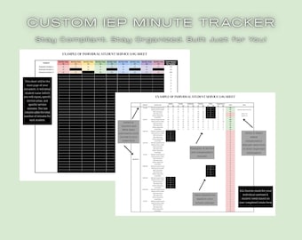 Custom IEP Services Minutes Tracker | Personalized Year-Long Google Sheets Log for Special Education Teachers With a Caseload of 1-10