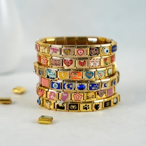 Personalized Italian Bracelet, Gold Italian Charms Bracelet, Custom Gold Italy Charms, Jewelry Gifts For Her, Birthday Gift, Christmas Gift