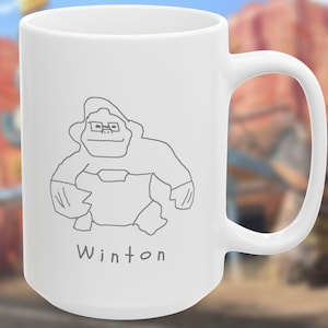 Overwatch Winton mug, overwatch handemade winston design gift