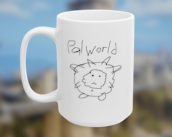 Palworld Lamball mug, handmade Palworld Lamball design merch