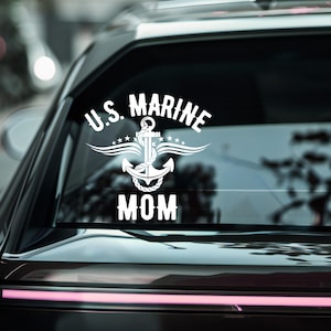 U.S. Marine Mom Car Decal | Military Anchor Design Vinyl Sticker