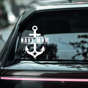 Navy Mom Car Decal | Military Anchor Vinyl Sticker | 9 Color Options