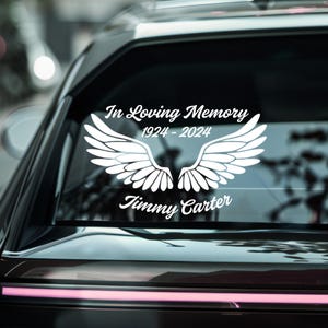Personalized In Loving Memory Wings | Car Window Memorial Decal