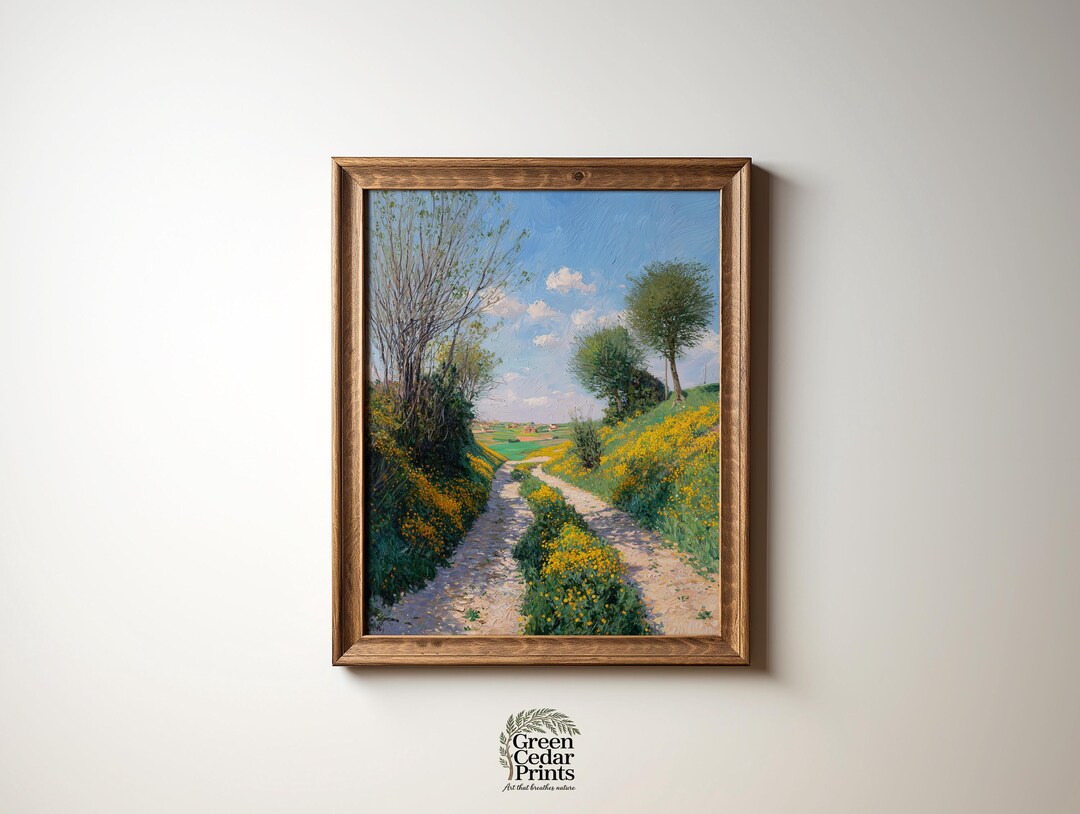 Spring Meadow Pathway Printable - Rustic Summer Landscape Art ...
