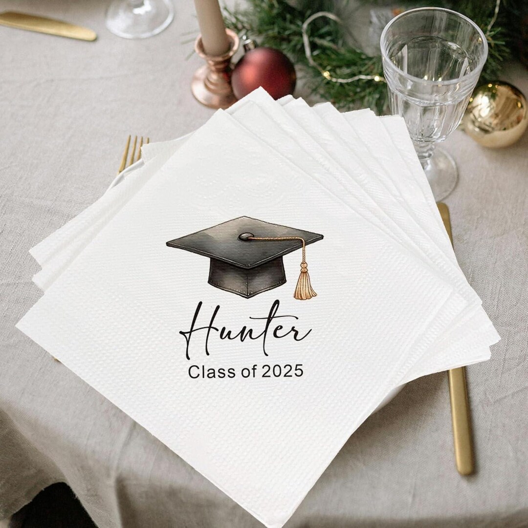 Custom Graduation Cocktail Napkins, Class of 2025 - Etsy