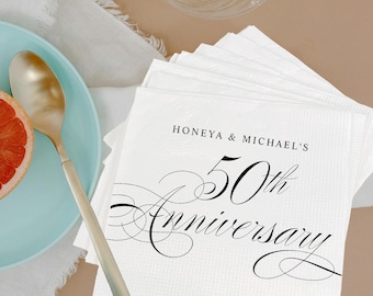 Luxury Custom Pack Wedding Anniversary Napkins, 50th Wedding Anniversary Napkins, 30th 10th 25th 60th Anniversary Napkins