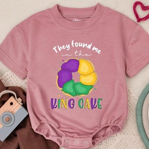 They Found Me in the King Cake – Mardi Gras Baby Romper Sweatshirt, Baby Shower Gift, Newborn Outfit, Unisex Baby Clothes