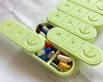 Cute Pill Box 3 Times a Day Organizer 7 Days Morning, Noon, and Night 3D Printed Medicine Holder with Sliding Lid Compact & Travel Friendly.