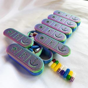 Iridescent 3D Printed Pill Box: 3-Time-a-Day Weekly Medicine Organizer
