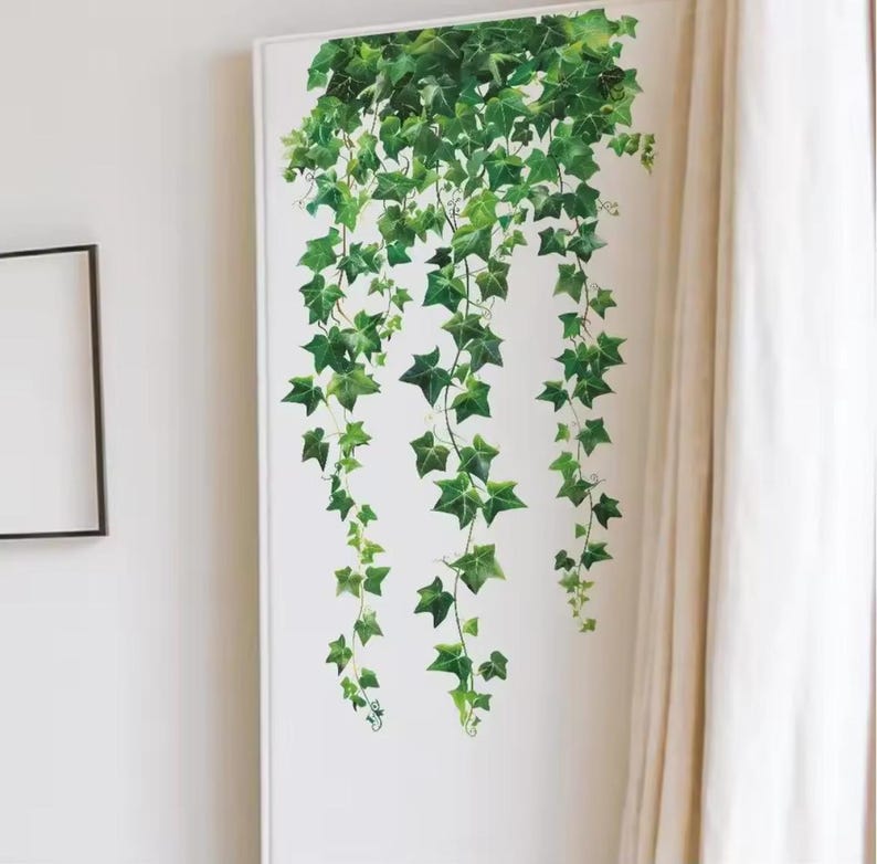 Hanging Vine Wall Decals: Green Leaf Plant Stickers, Set of 2 - Etsy ...