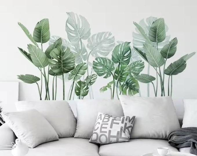 Green Leaf Wall Decals: Botanical Vine Stickers, Removable Wall Art
