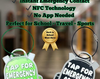Personalized NFC Emergency Tag – Child's Backpack, Instant Contact