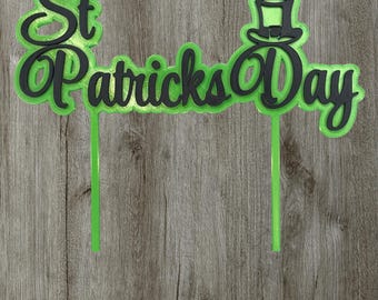 St. Patrick's Day Cake Topper | Green Irish Party Dessert Decoration (7 Inch)