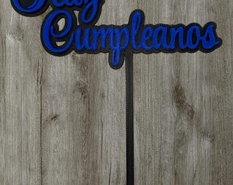 Feliz Cumpleaños Cake Topper | Custom 2 Colors, Small Birthday Decoration