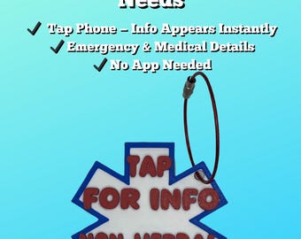 Personalized NFC Medical Alert Tag | Emergency Contact Info