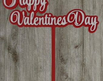 Happy Valentines Day Cake Topper – 4 Inch Custom Color Cake Decoration