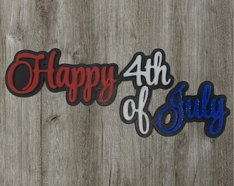 Happy 4th of July Cake Topper | Red White Blue Patriotic Party Decoration