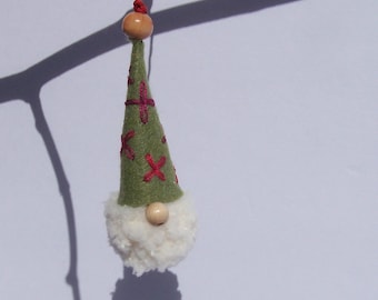 Wool felt gnome doll ornaments x 4