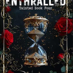 Pu&ograve; includere: Copertina del libro con il titolo "ENTHRALLED" e il sottotitolo "Tainted Book Four". Una clessidra ornata &egrave; al centro, con rose rosse e dettagli dorati. Il nome dell'autore, Mary Ann Weir, &egrave; in basso.