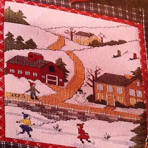 Cross stitch pattern Christmas winter wonderland scene
