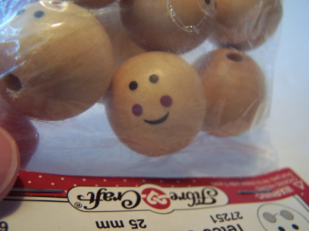 Six Wooden Doll Heads With Painted Faces 25 Mm Vintage New Supply Etsy