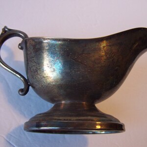 Vintage metal gravy boat silver plate fair garden base container mixed media element