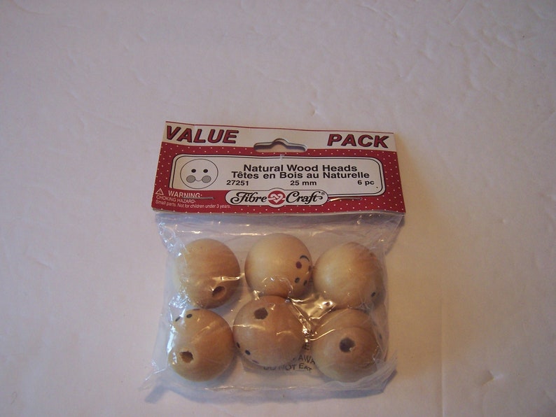 Six Wooden Doll Heads With Painted Faces 25 Mm Vintage New Etsy