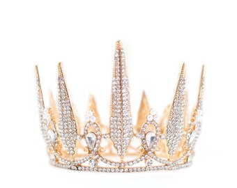 Jeweled Crown Tiara, Cake topper, Princess Crown, Gold Rhinestone Crown Photo Prop, Brittney