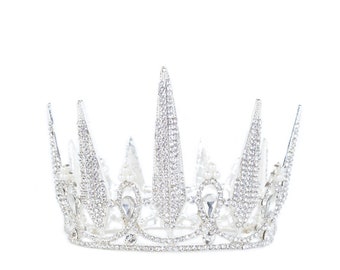 Jeweled Crown Tiara, Cake topper, Princess Crown, Silver Rhinestone Crown Photo Prop, Brittney
