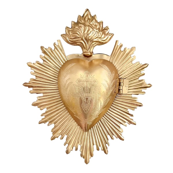 Sacred Heart, Milagro Heart, Gilded Gold Heart Box, Catholic Heart, Prayer Box