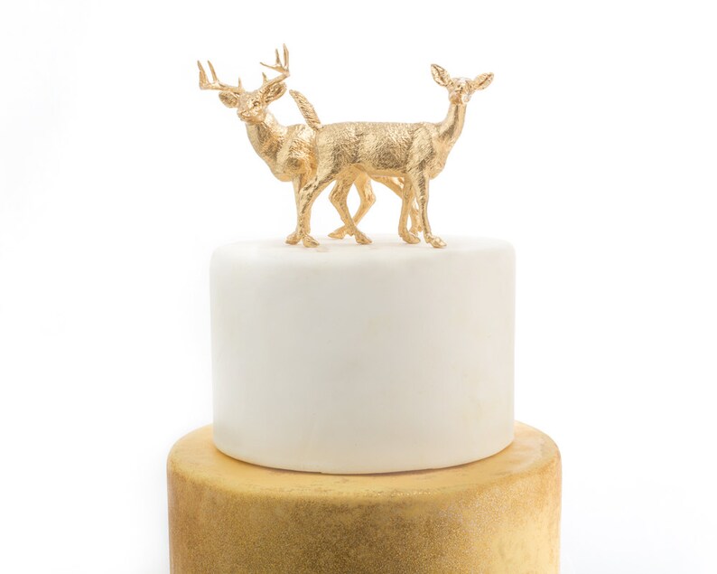gold deer cake topper